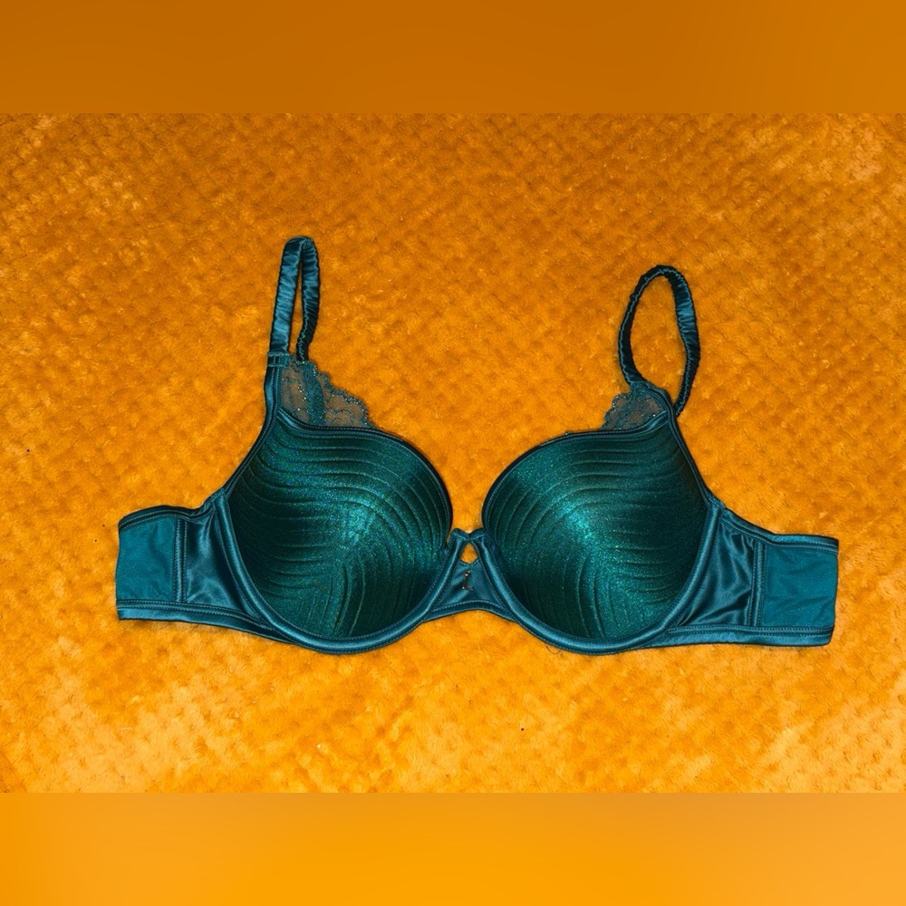 Lounge Elegant Teal Lace-Trim Bra